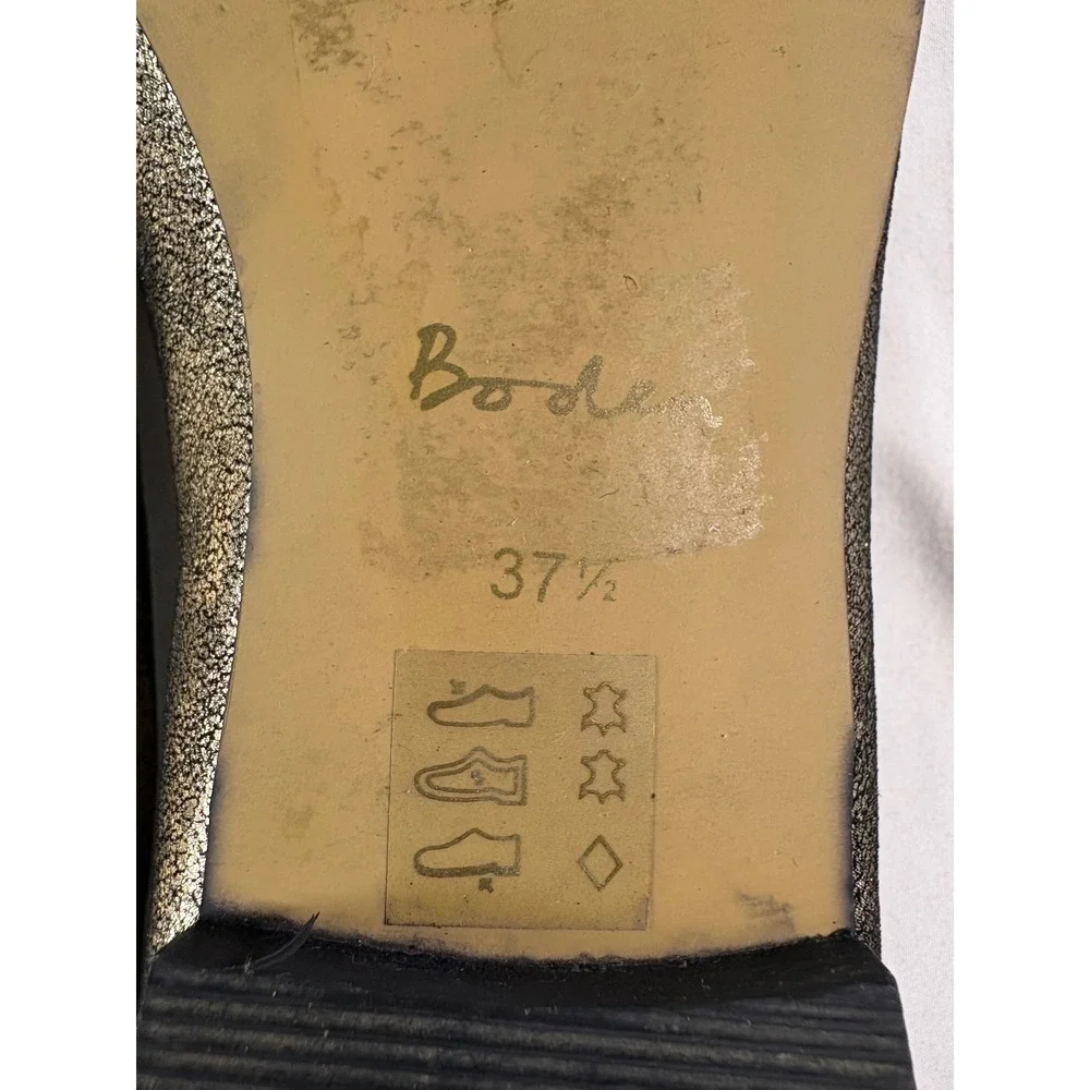 Boden Ines Tassel Loafers 37.5 US 6.5 Metallic Gold‎ Leather Flats Preppy Whimsy
